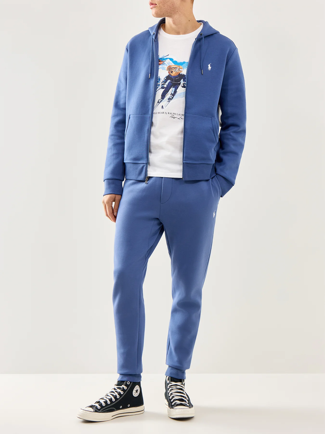 Double Knit Zip Up Hoodie Blue - Image 2