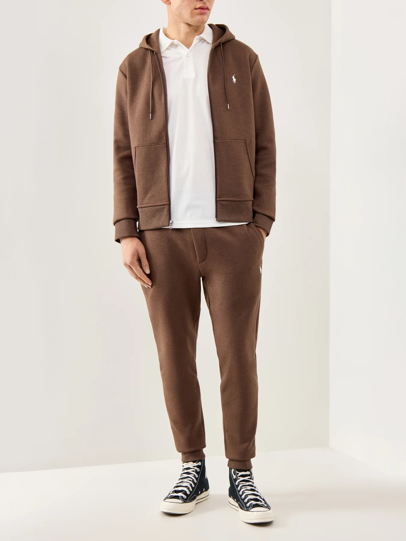 Double Knit Zip Up Hoodie Brown - Image 2
