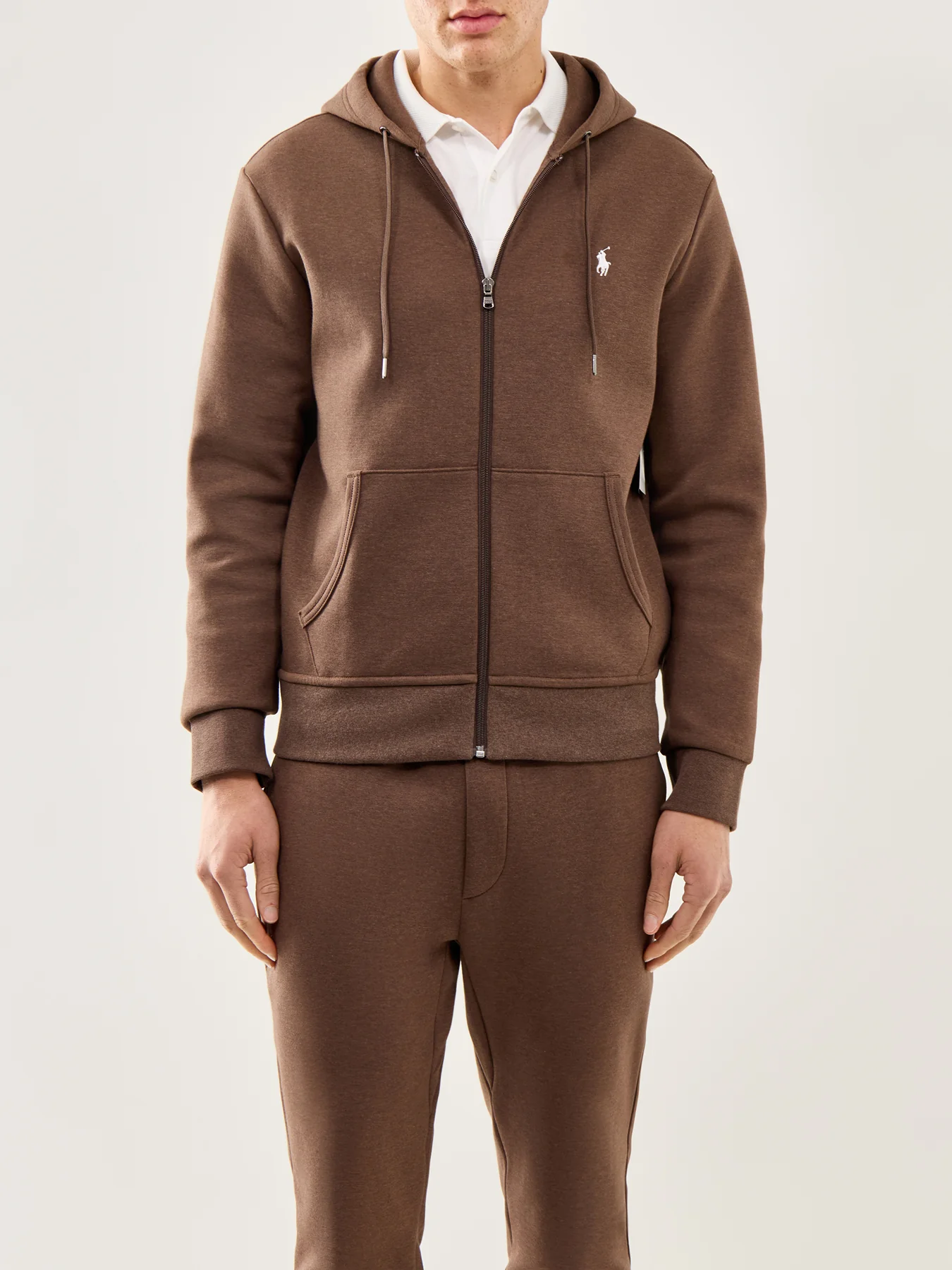 Double Knit Zip Up Hoodie Brown - Image 4