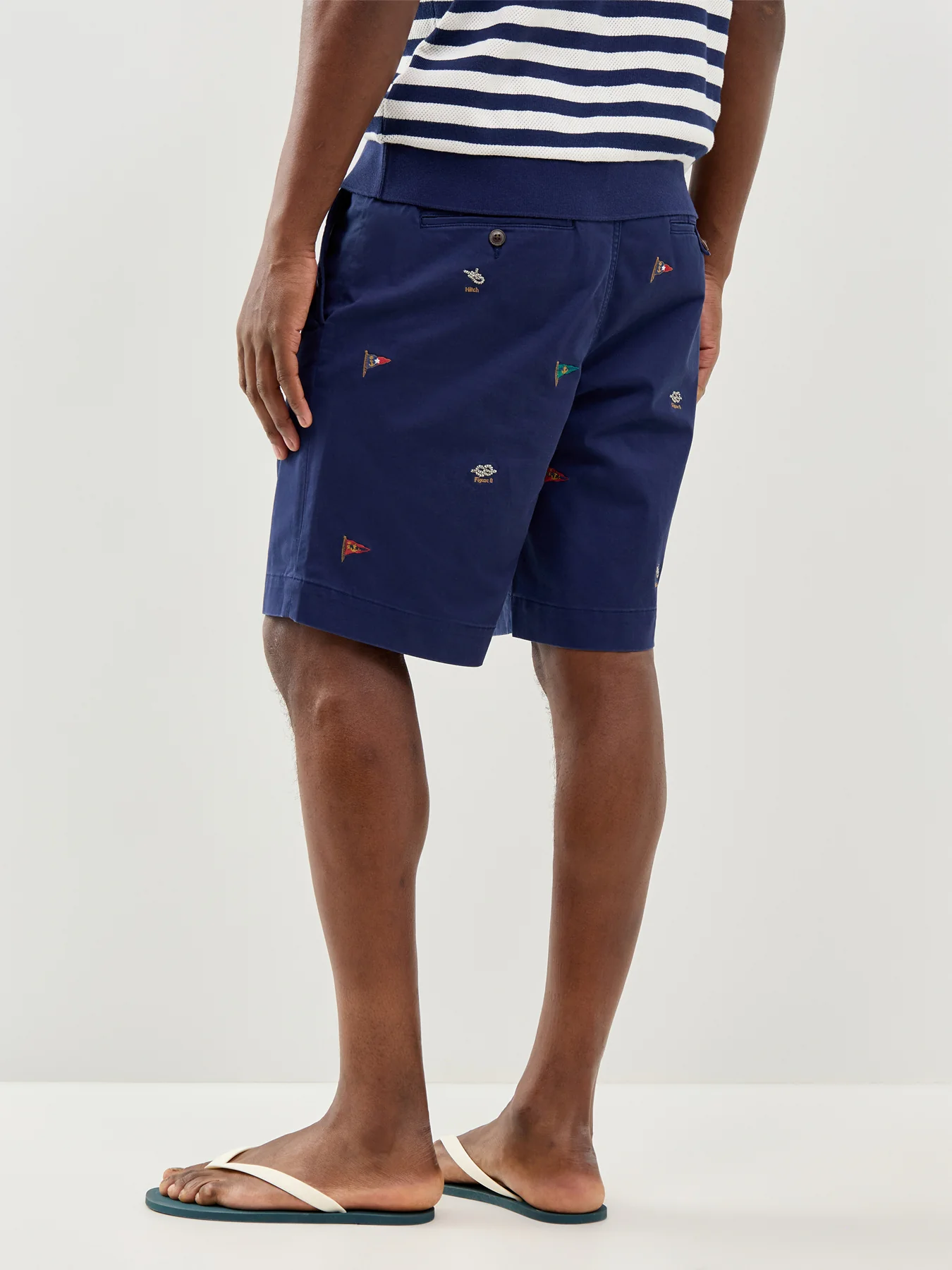 Embroidered Flag Shorts Navy - Image 5