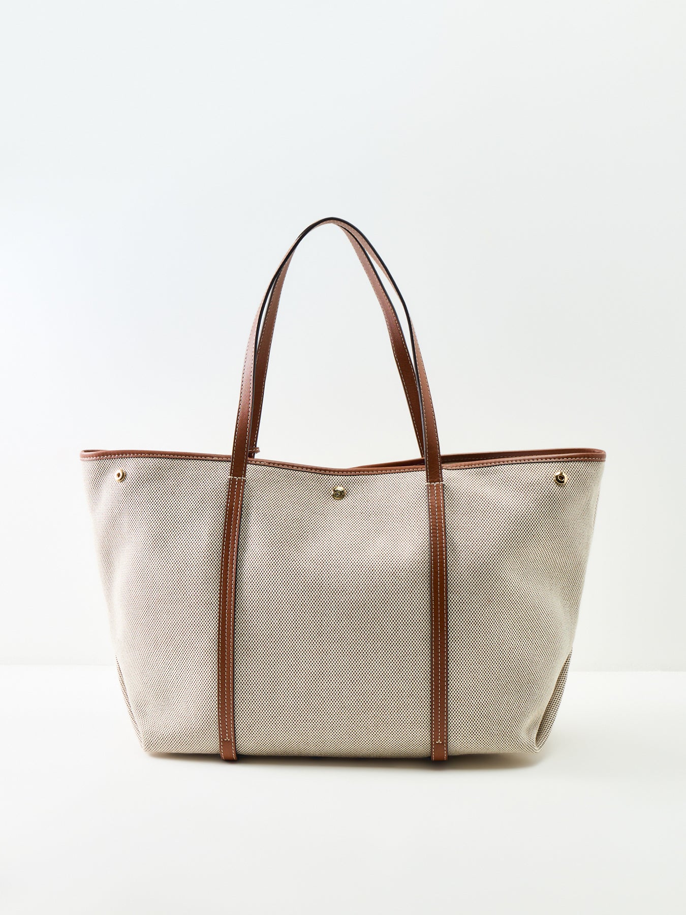 Emerie Extra Large Leather Tote Bag Beige - Image 3