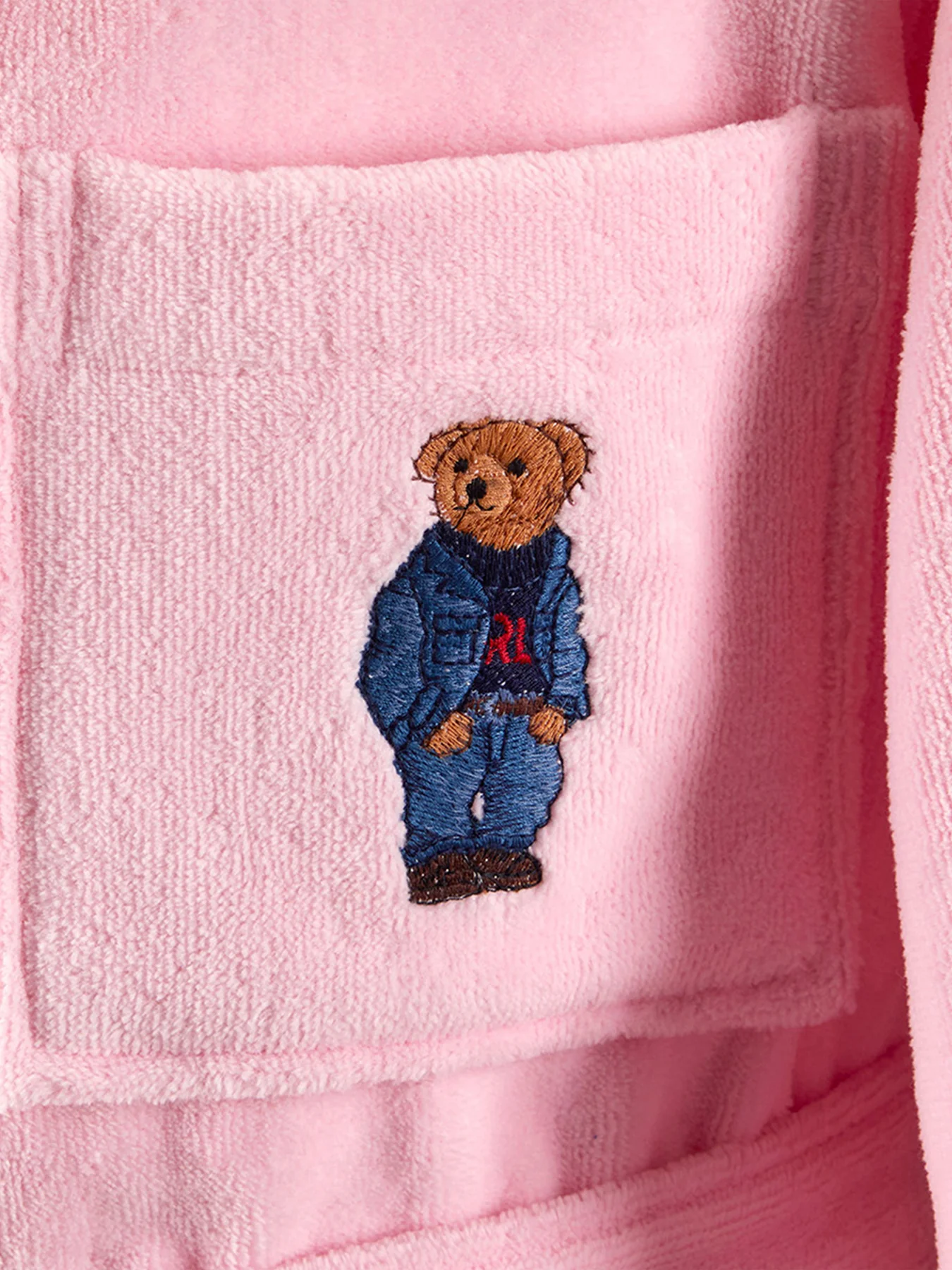 Denim Bear Bathrobe Pink - Image 3