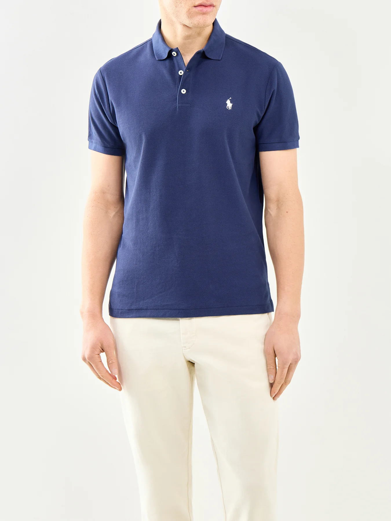 Honeycomb Polo Shirt Navy - Image 4
