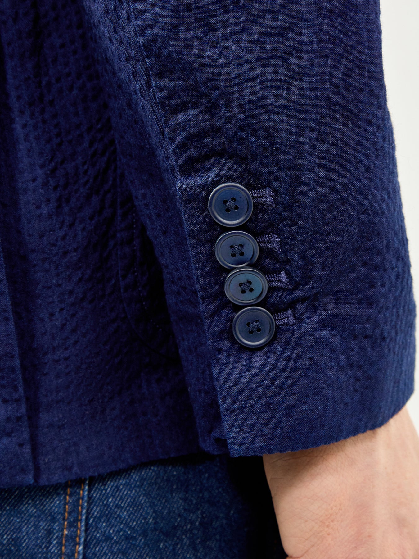 Seersucker Pinstripe Blazer Navy - Image 3