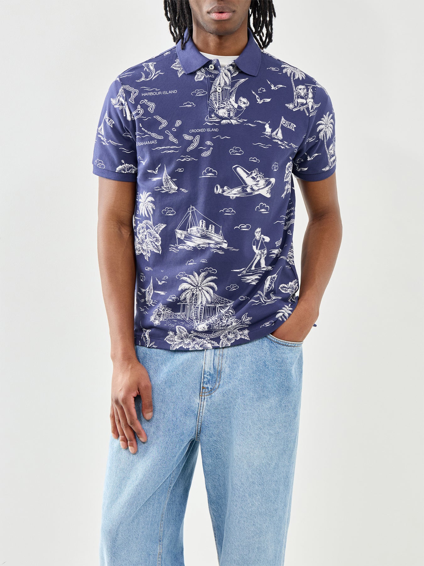 Ralph Lauren Island Printed Polo Shirt Navy - Image 4