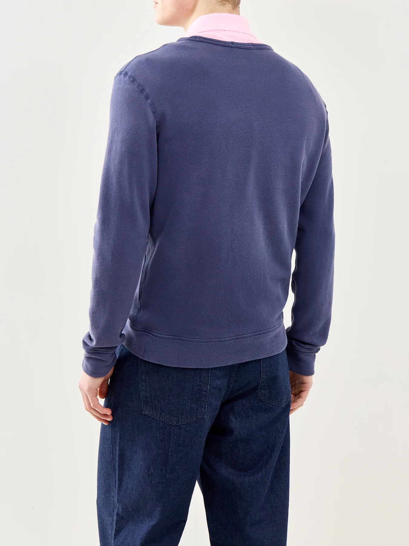 Terry Crew Neck Sweatshirt Navy - Image 5