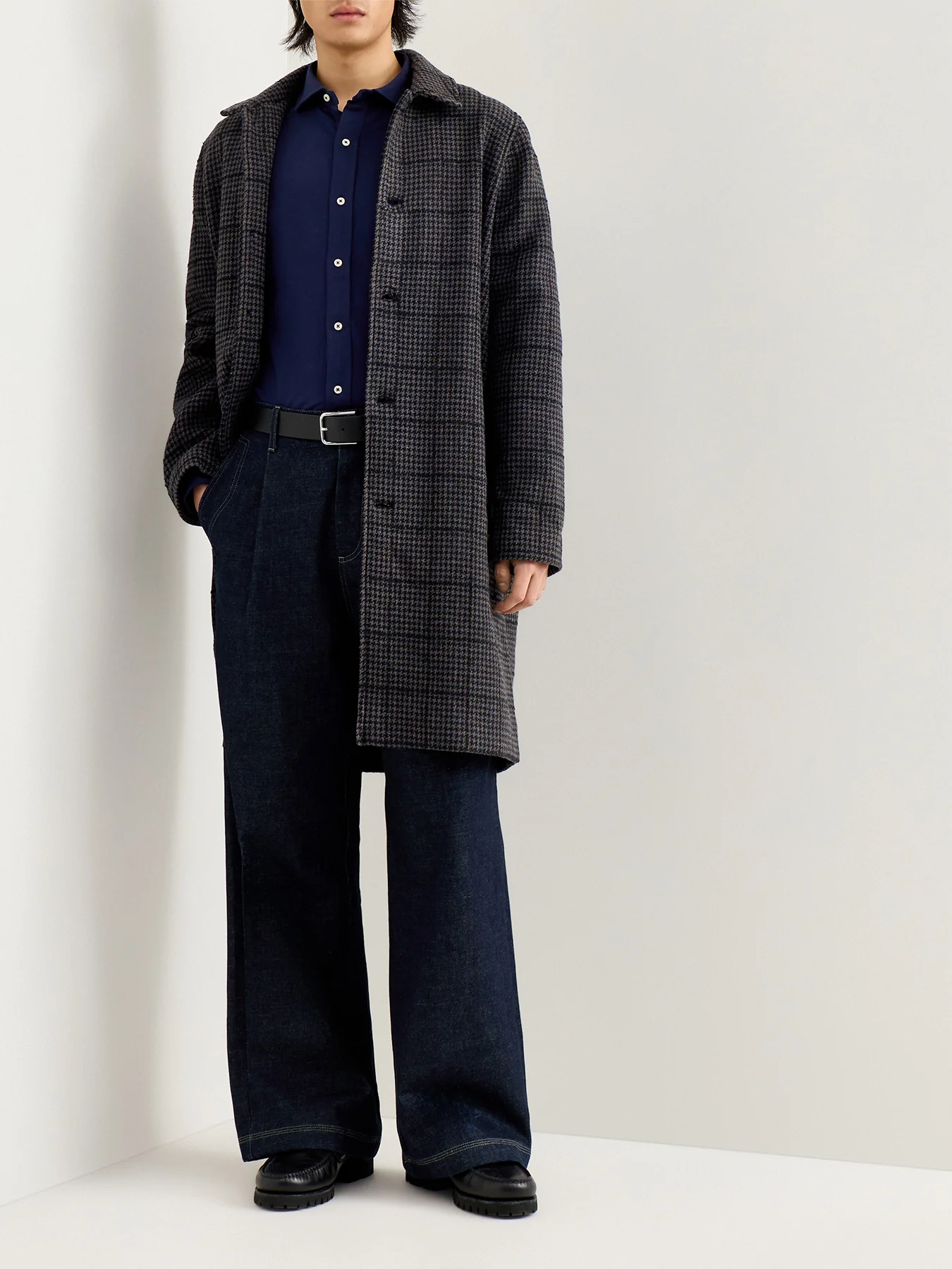 Jersey Spread Collar Shirt Navy - Image 2