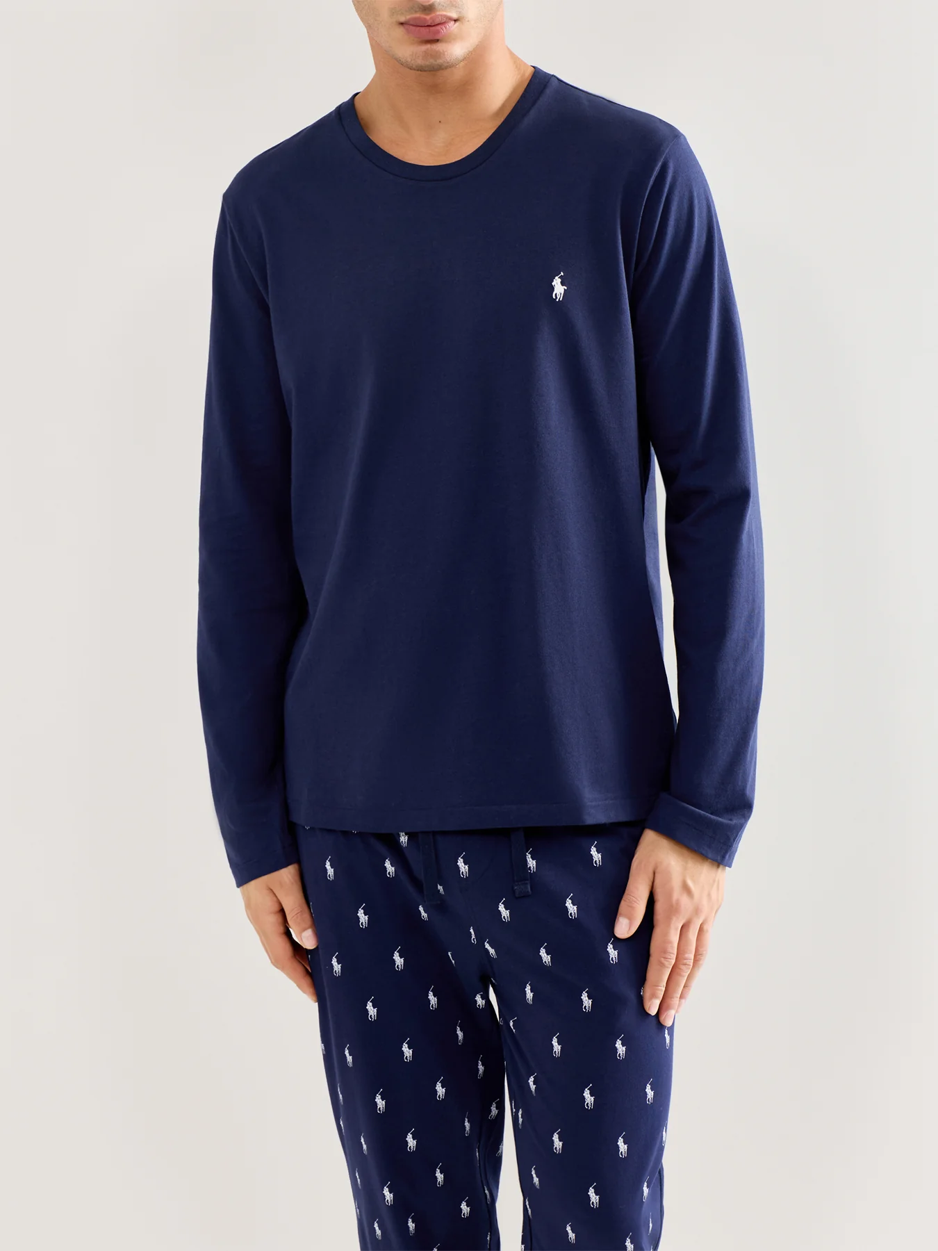 Long Sleeve Crew Sleep Top Navy - Image 2