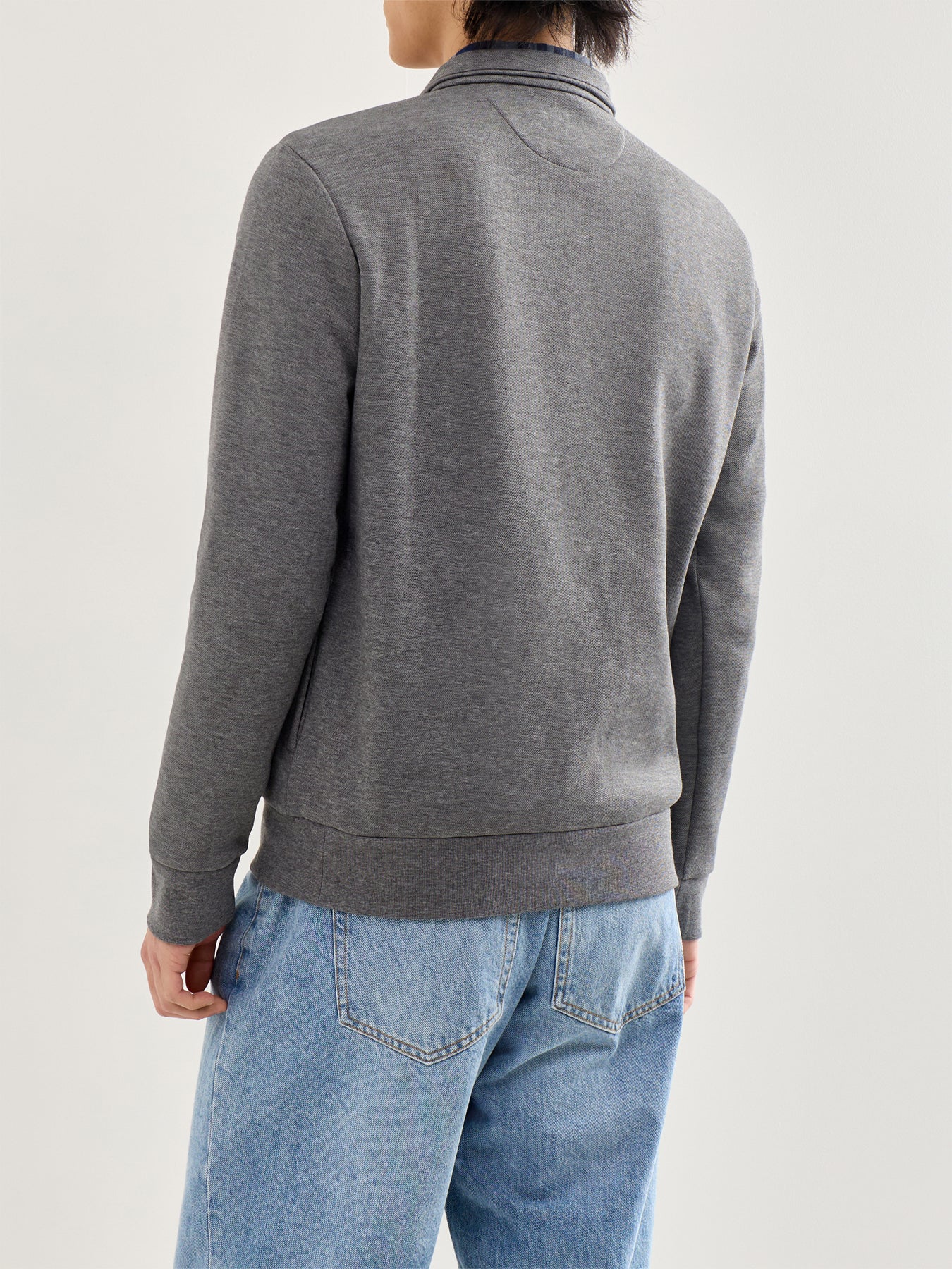 Lightweight Double Knit Quarter Zip Grey - Image 5