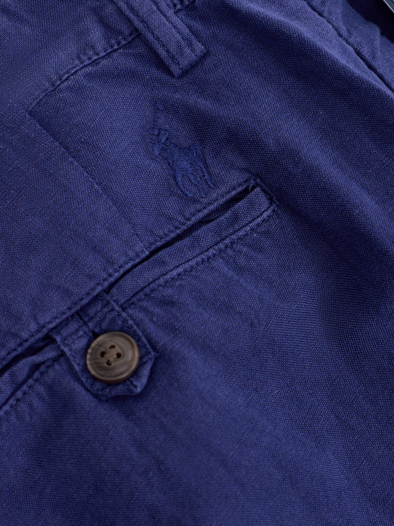 Linen Blend Trousers Navy - Image 3