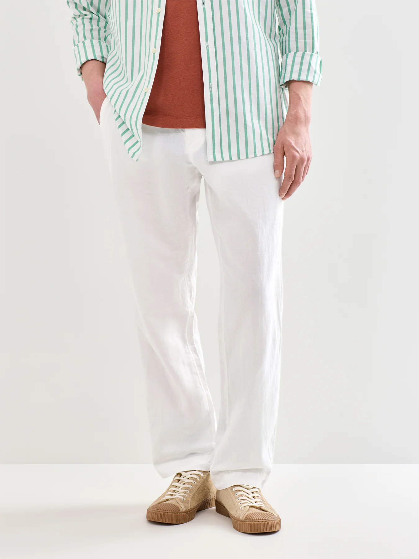 Linen Cotton Trousers White - Image 4