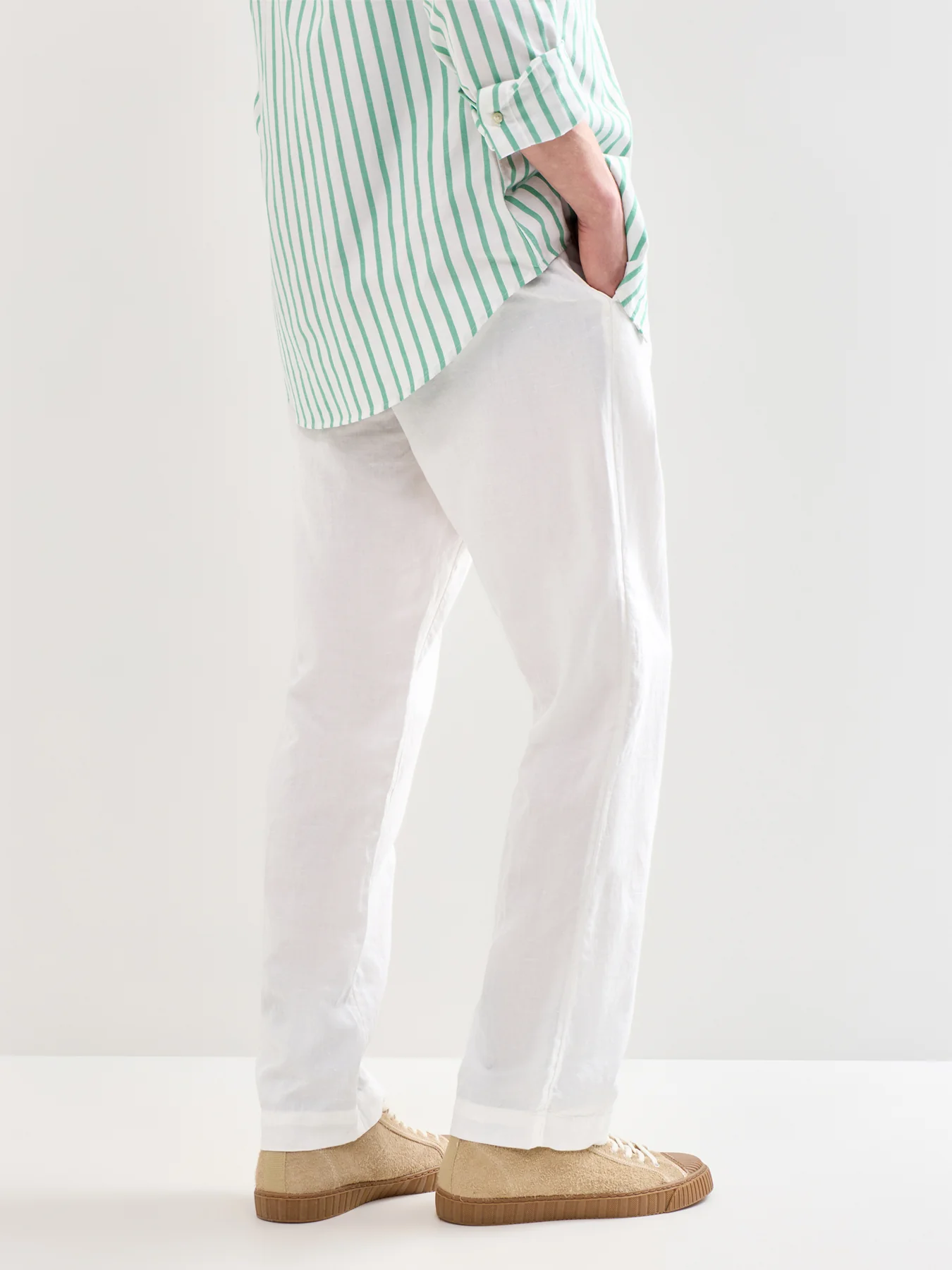 Linen Cotton Trousers White - Image 5