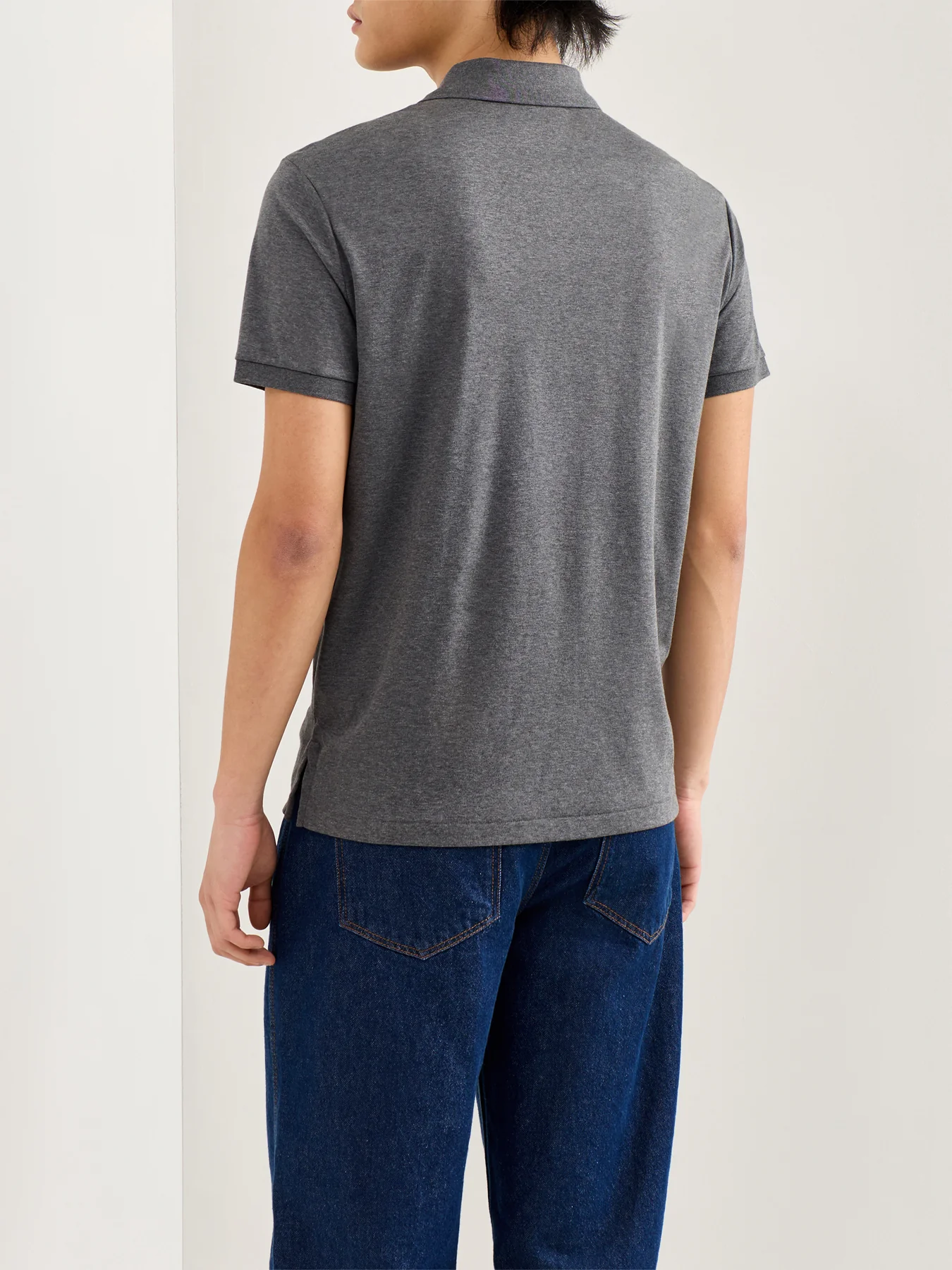 Pima Cotton Polo Top Grey - Image 4