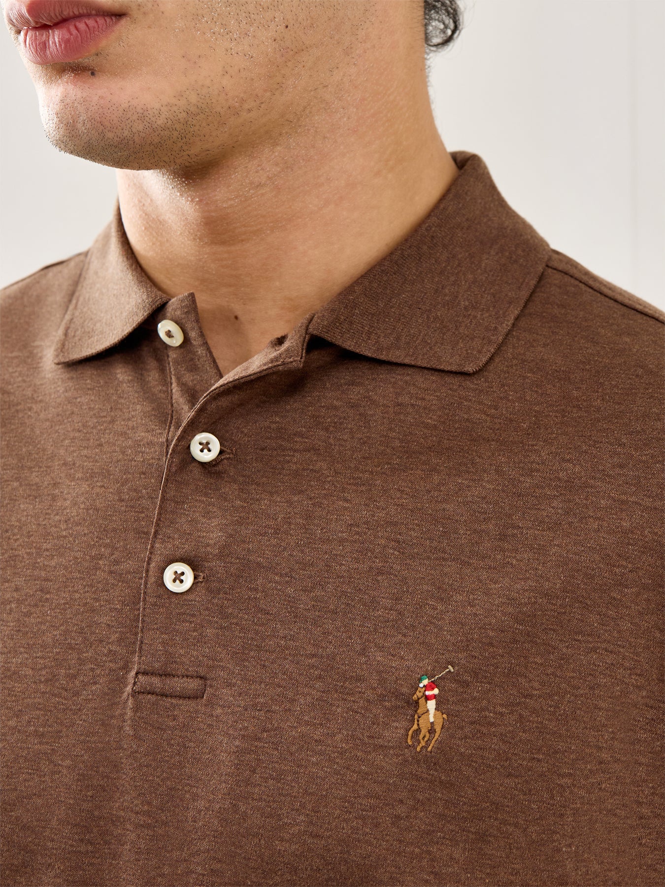 Pima Cotton Polo Top Brown - Image 3