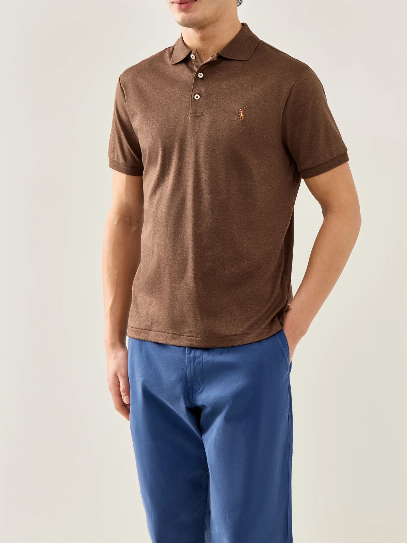 Pima Cotton Polo Top Brown - Image 4