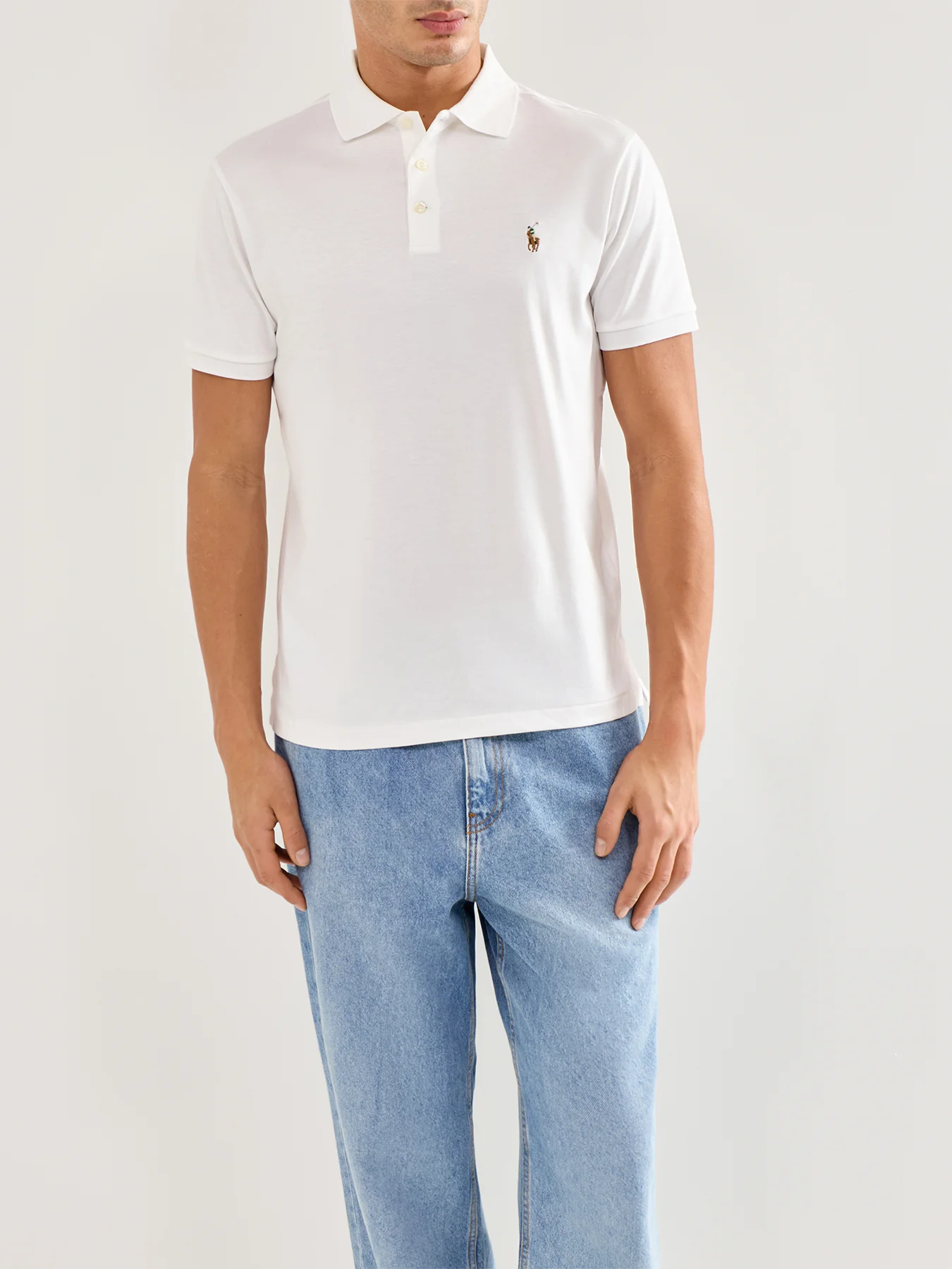 Pima Cotton Polo Top White - Image 4