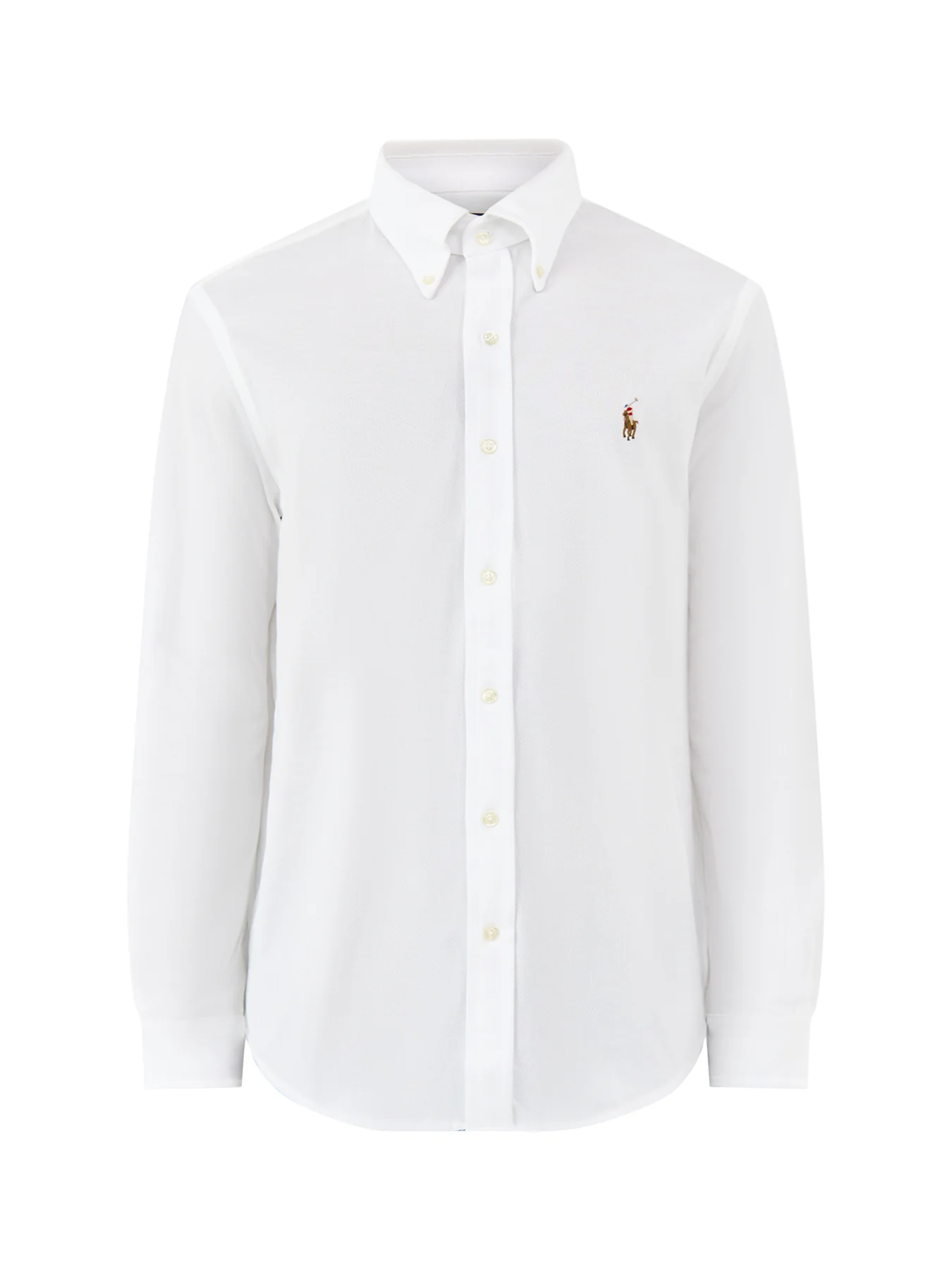Pique Knit Long Sleeve Shirt White
