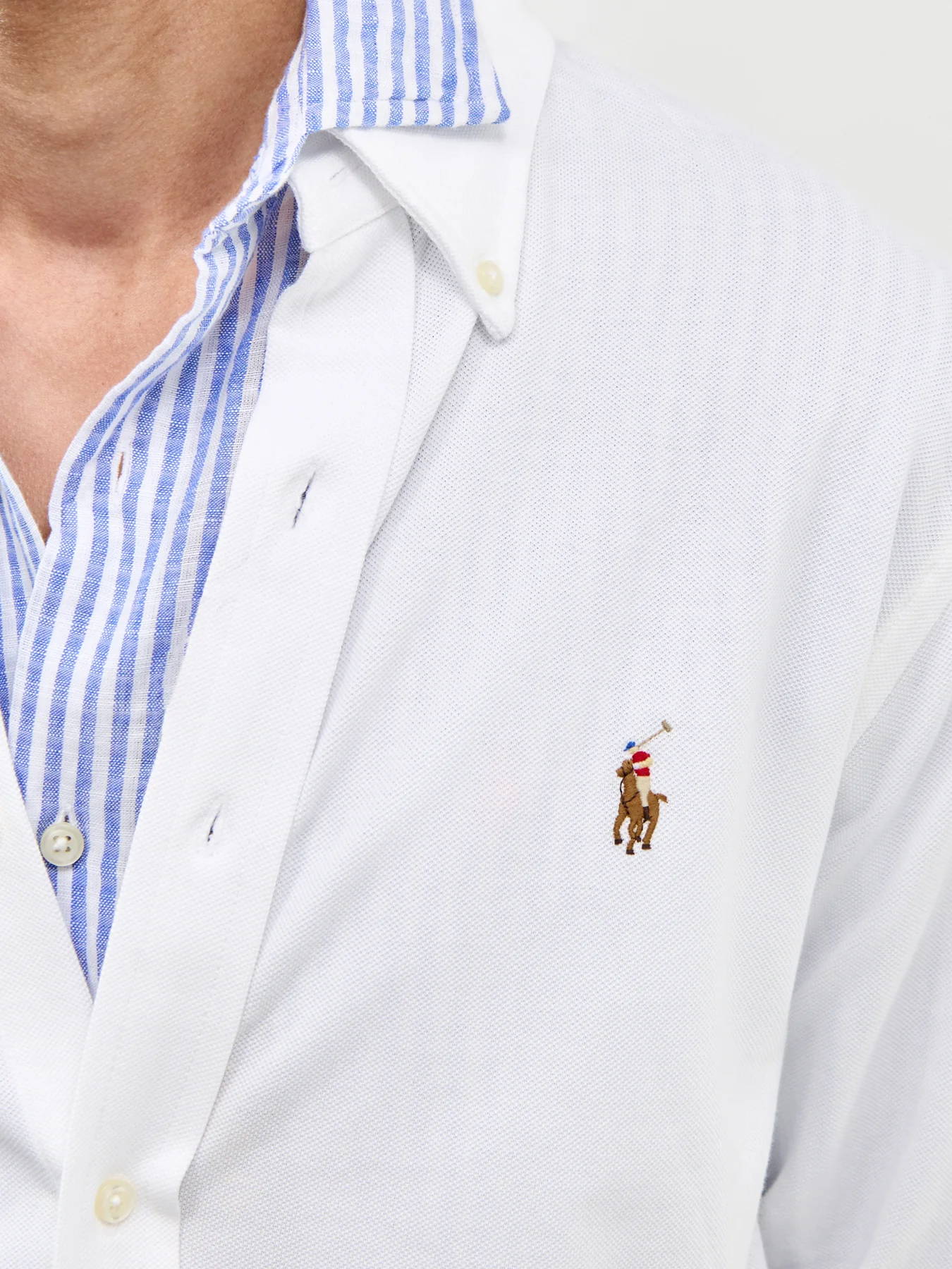 Pique Knit Long Sleeve Shirt White - Image 3