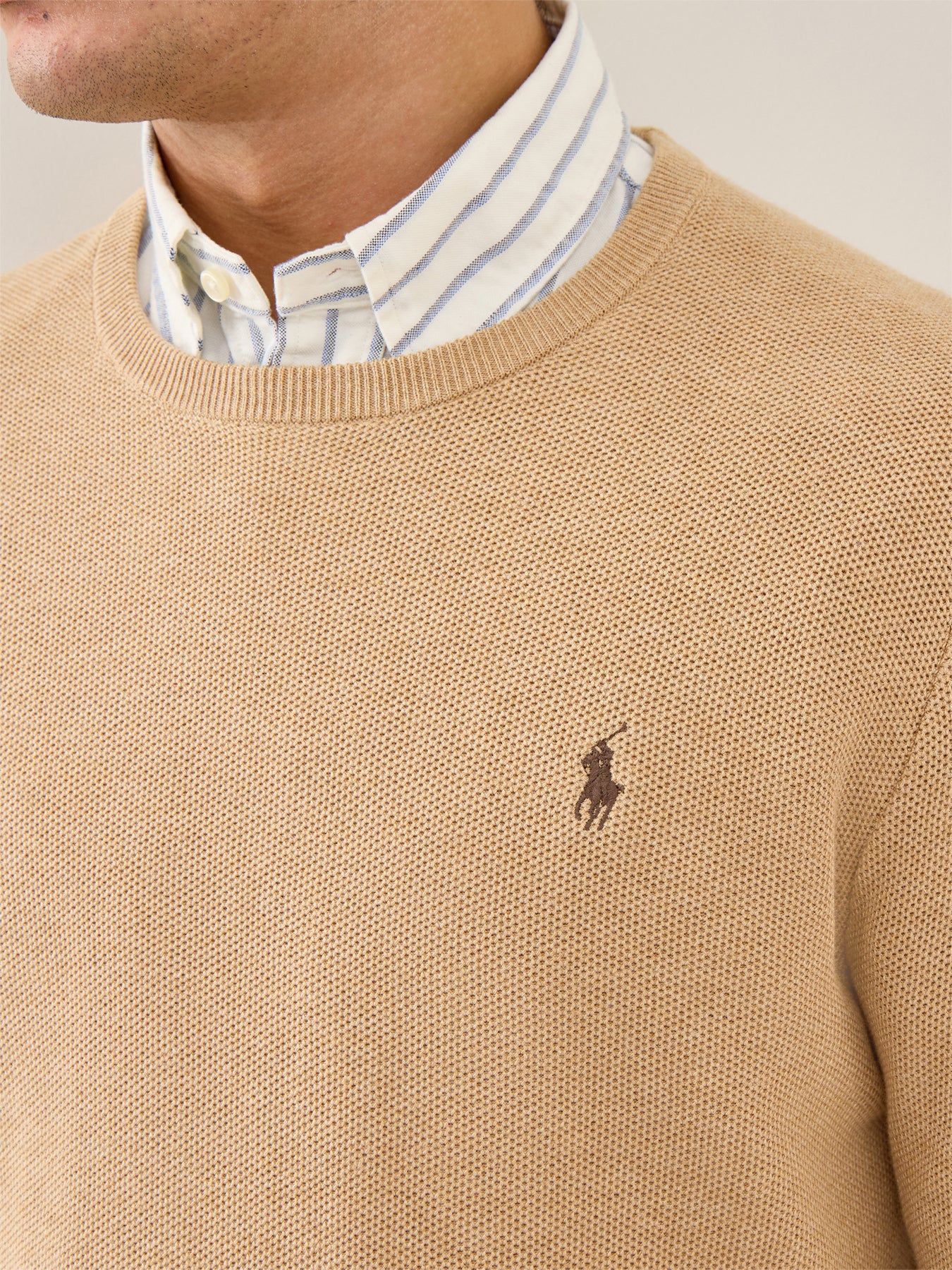Pique Textured Crew Knit Brown - Image 3