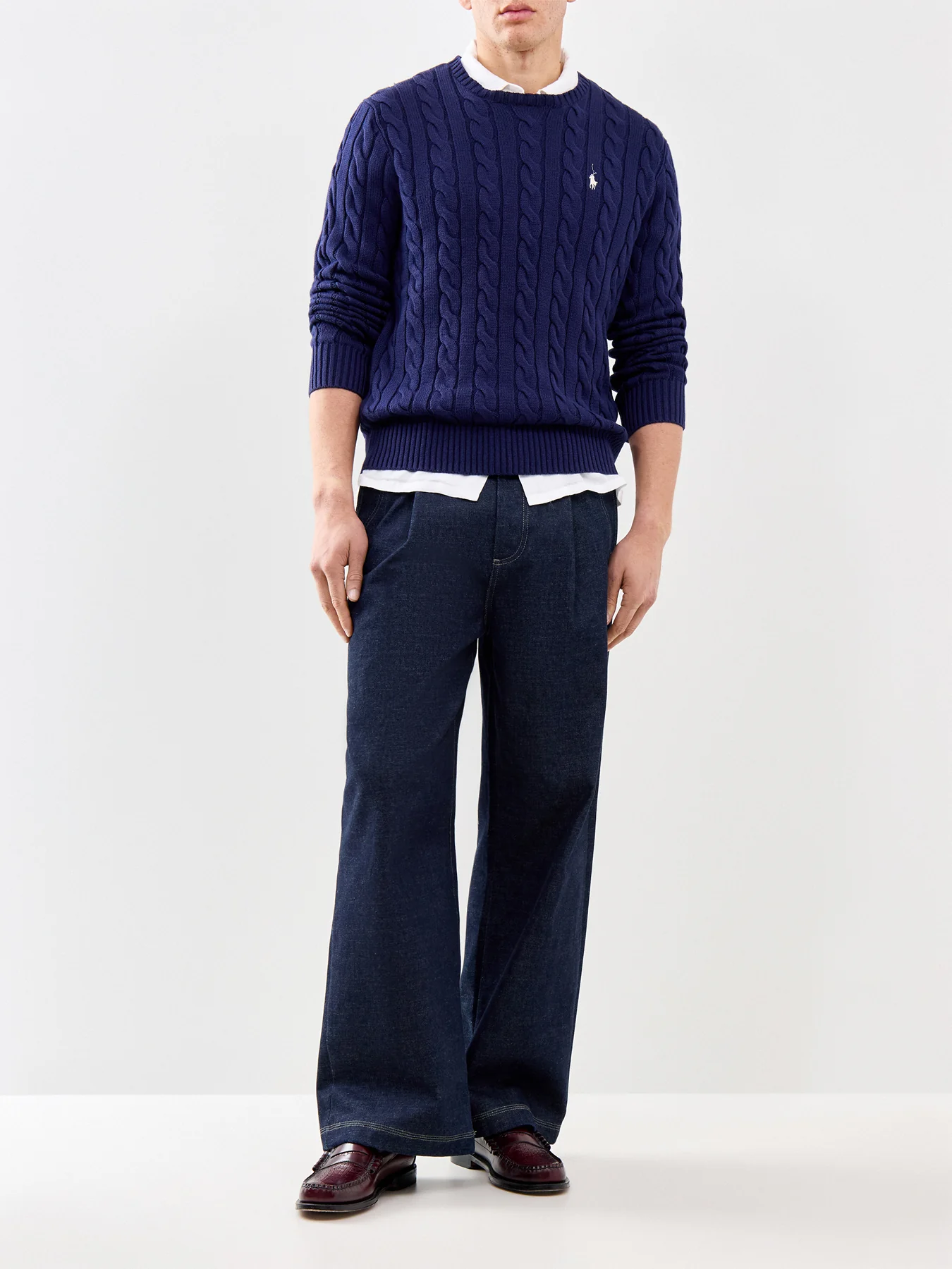 Cable Knit Jumper Navy - Image 2