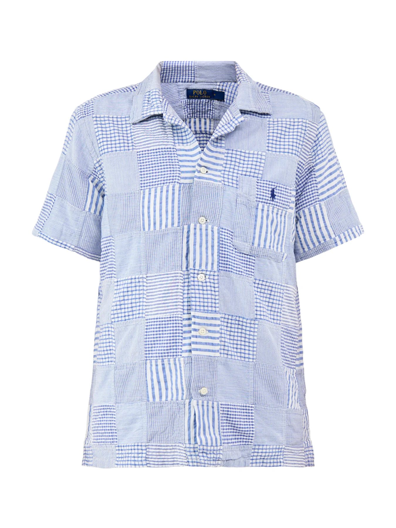 Seersucker Patch Shirt Blue