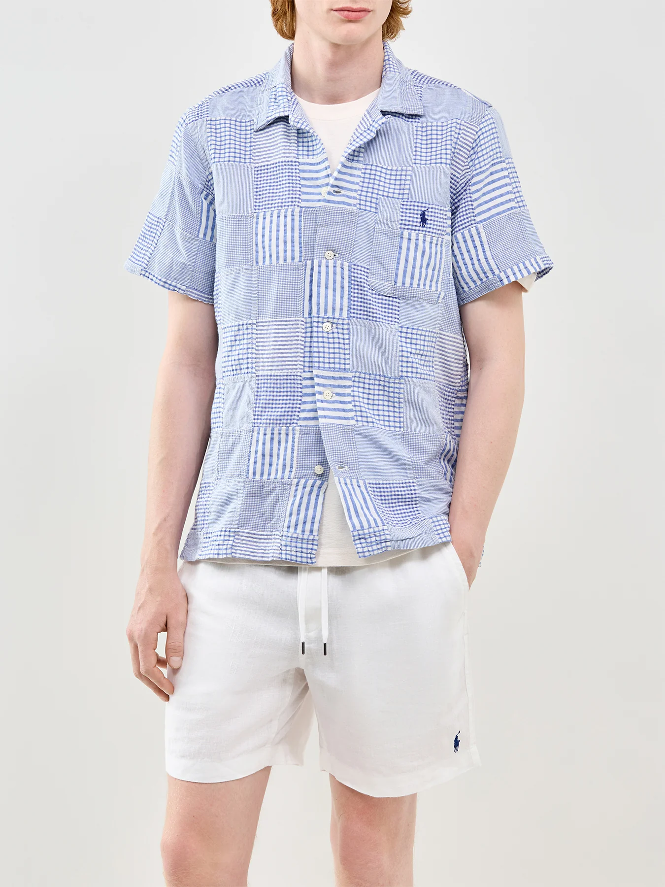 Seersucker Patch Shirt Blue - Image 4