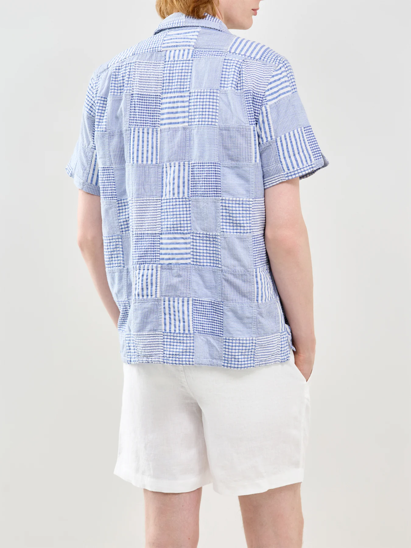 Seersucker Patch Shirt Blue - Image 5