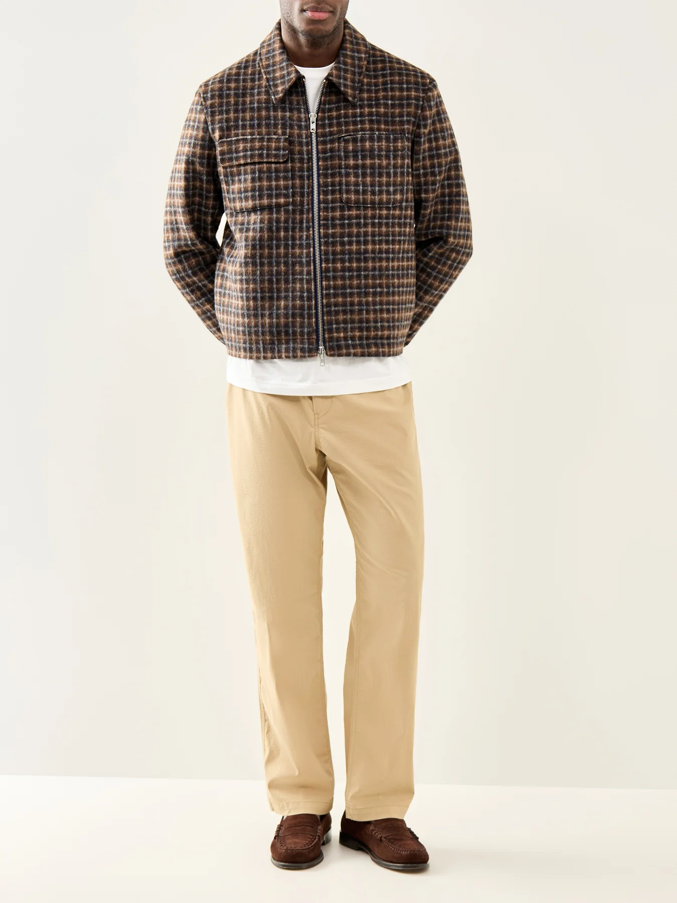 Seersucker Drawstring Trousers Beige - Image 2