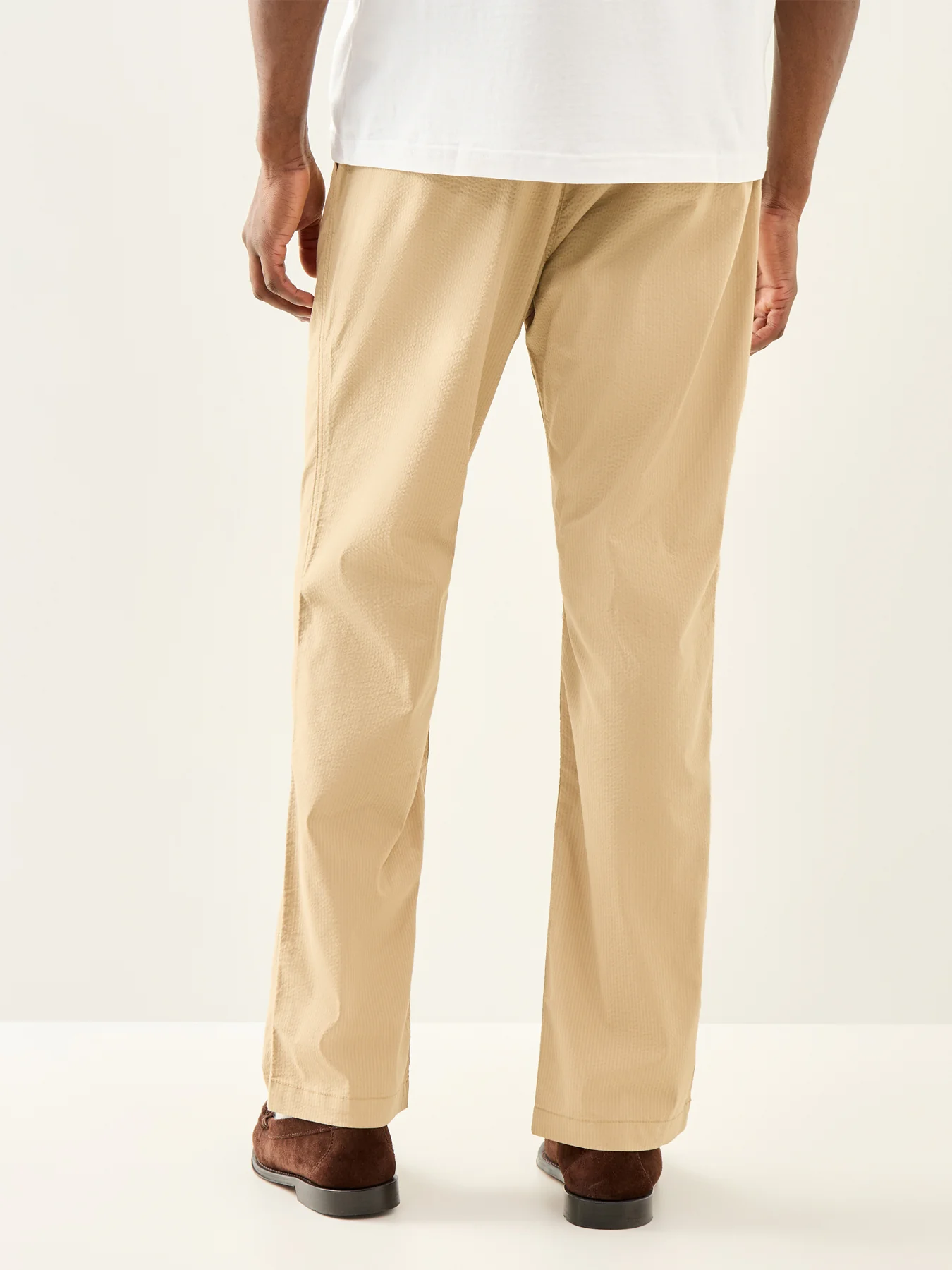 Seersucker Drawstring Trousers Beige - Image 5