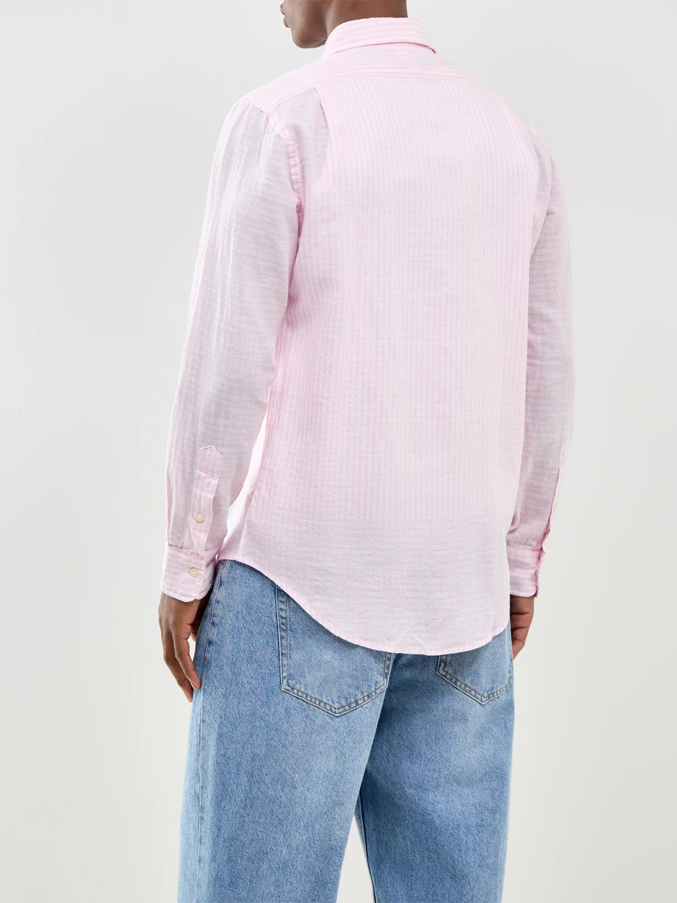 Seersucker Stripe Linen Shirt Pink - Image 5