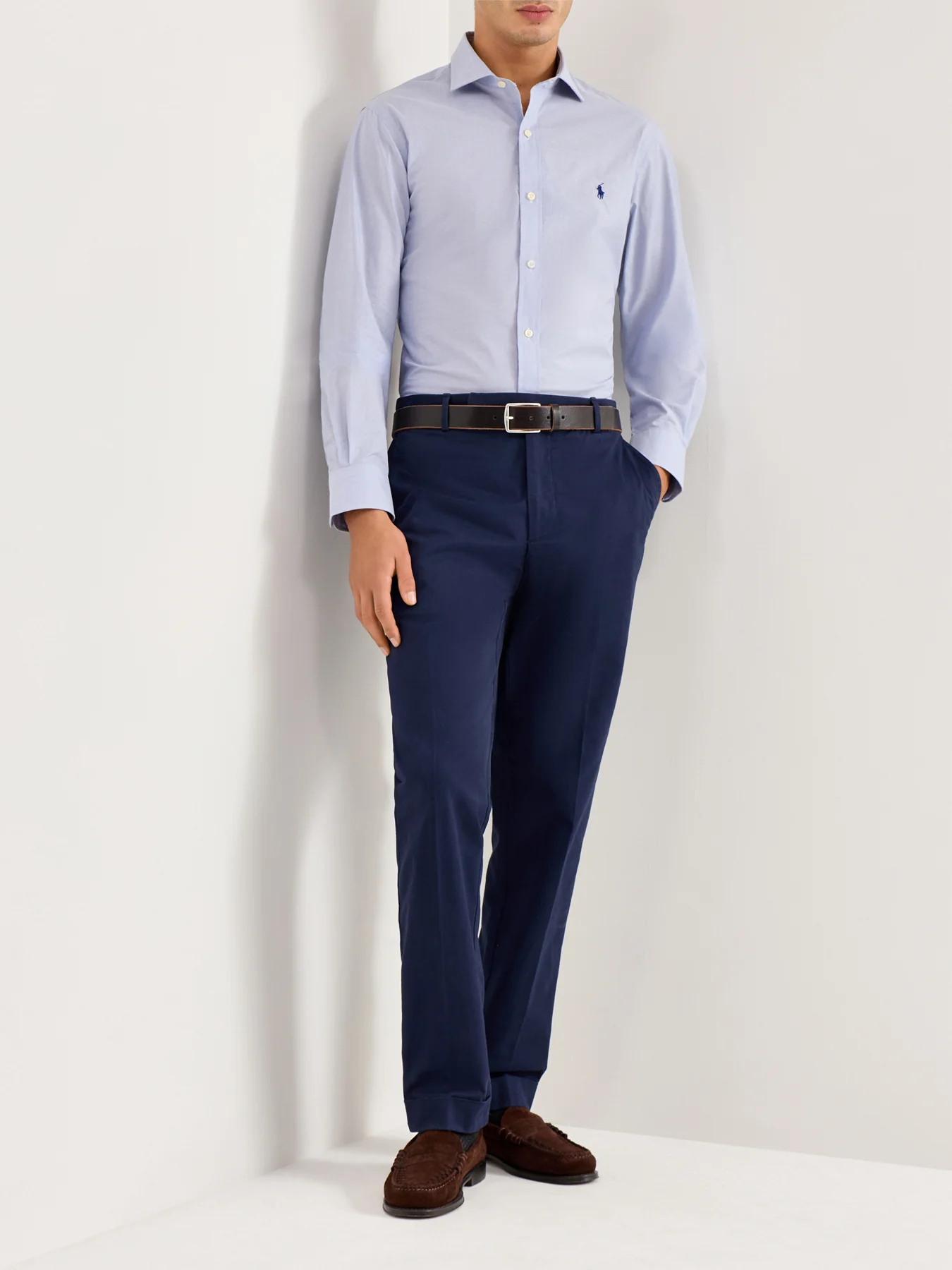 Slim Fit Estate Collar Dress Shirt Light Blue White - Image 2