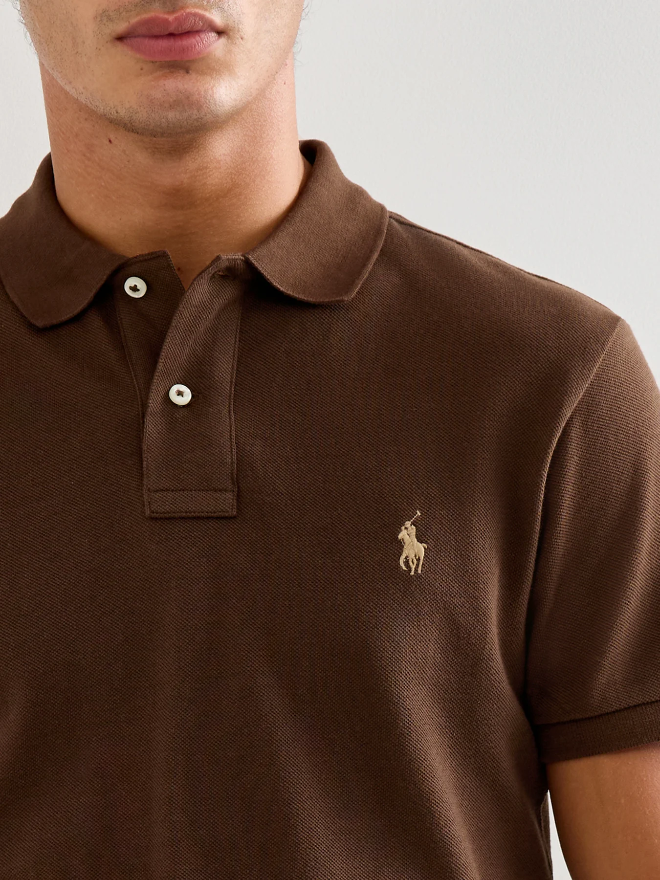 Slim Fit Cotton Polo Top Brown - Image 3