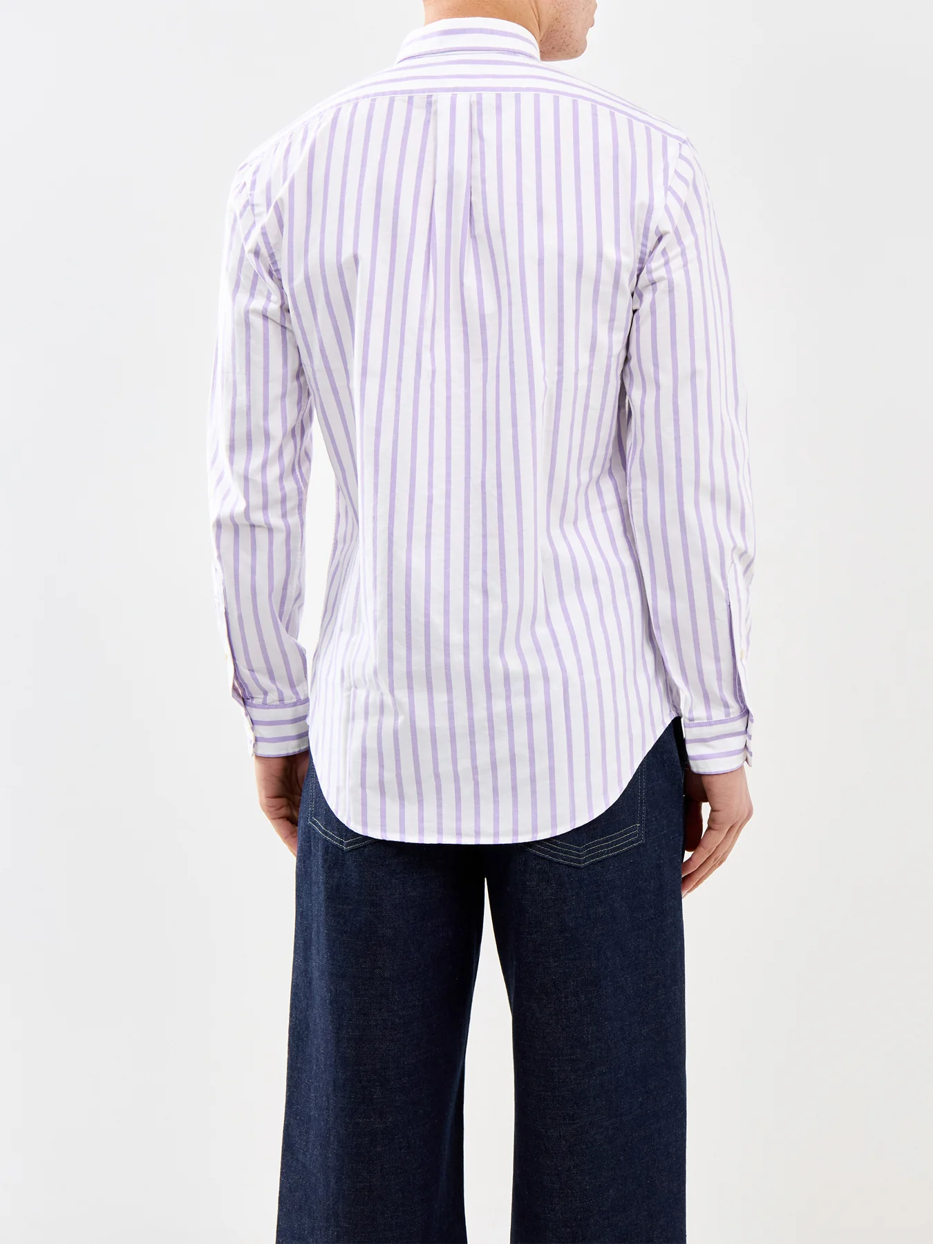 Slim Fit Stripe Oxford Shirt Purple - Image 4