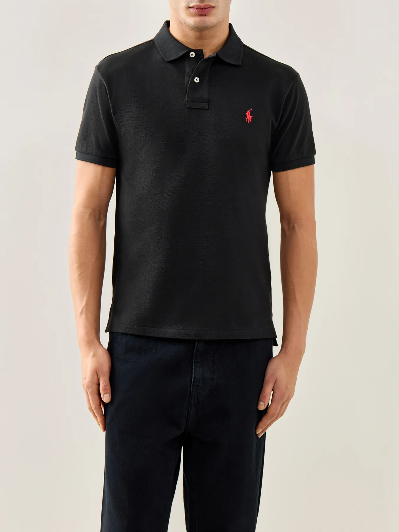 Slim Fit Polo Shirt Black - Image 4