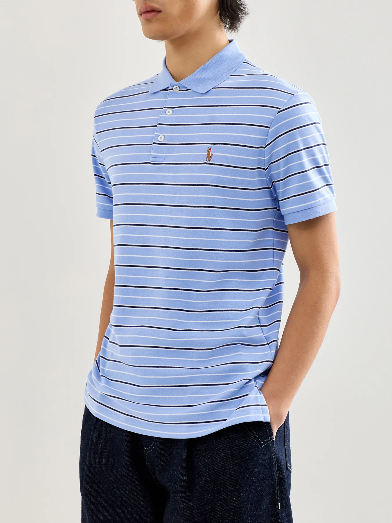 Striped Interlock Polo Top Blue - Image 4