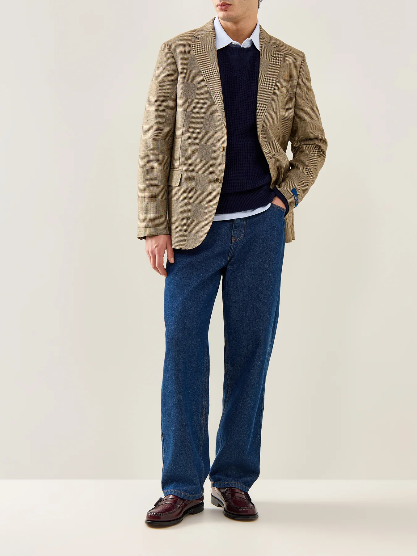 Textured Woolen Crew Knit Blue - Image 2