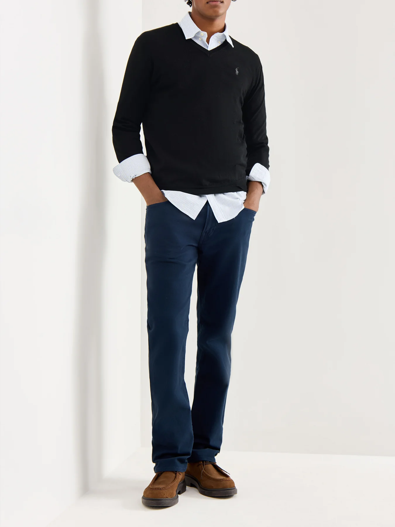 Merino Wool V-Neck Jumper Black - Image 2
