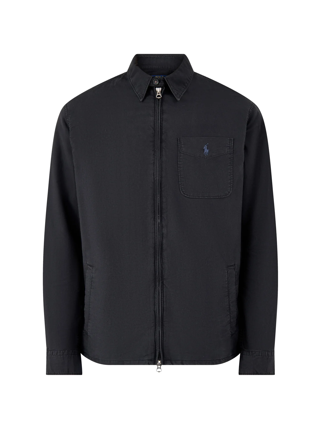 Zip Up Oxford Overshirt Black