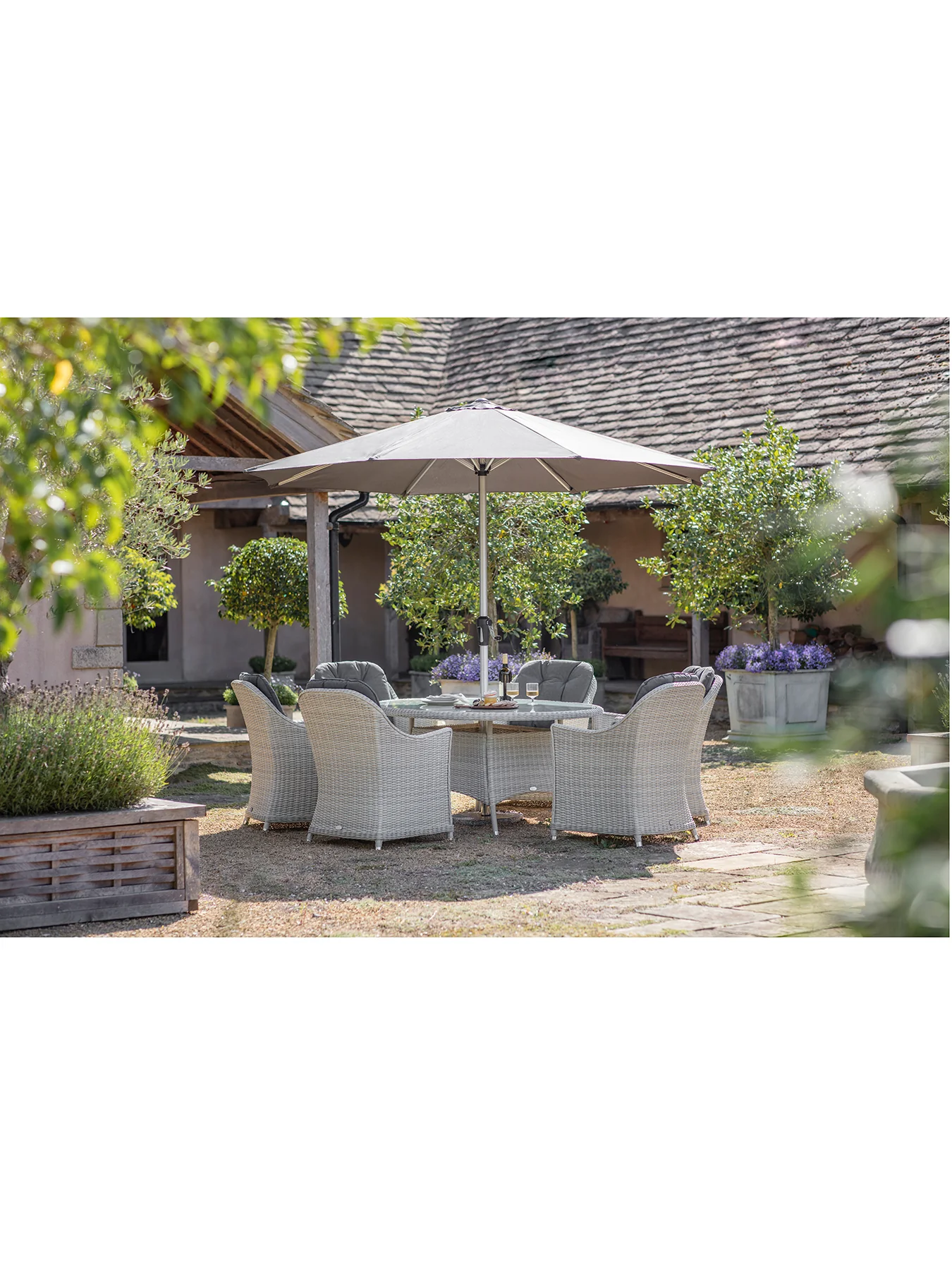 Monterey 6-Seater Rattan Garden Dining Set Grey - Image 2
