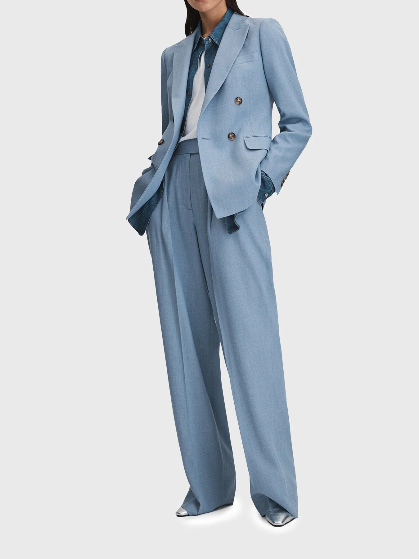 June Tencel Blend Double Breasted Suit Blazer - Image 4