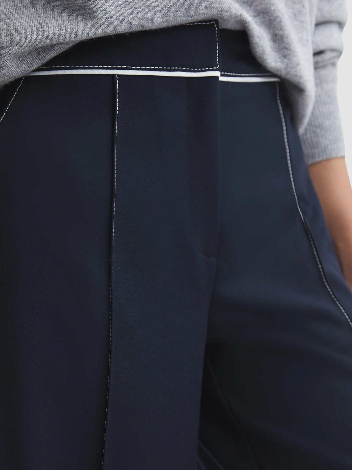 Oriel Contrast Stitch Wide Leg Trousers - Image 3