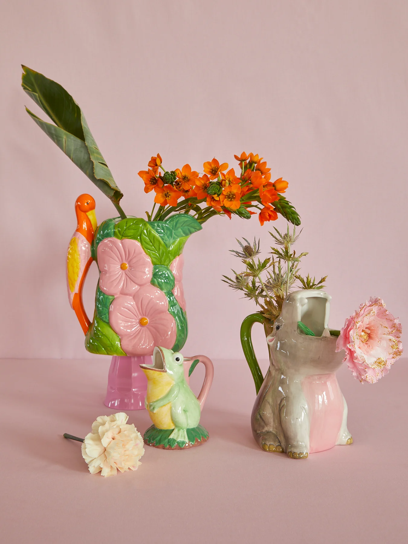 Ceramic Flower-Shaped Vase Green - Image 2