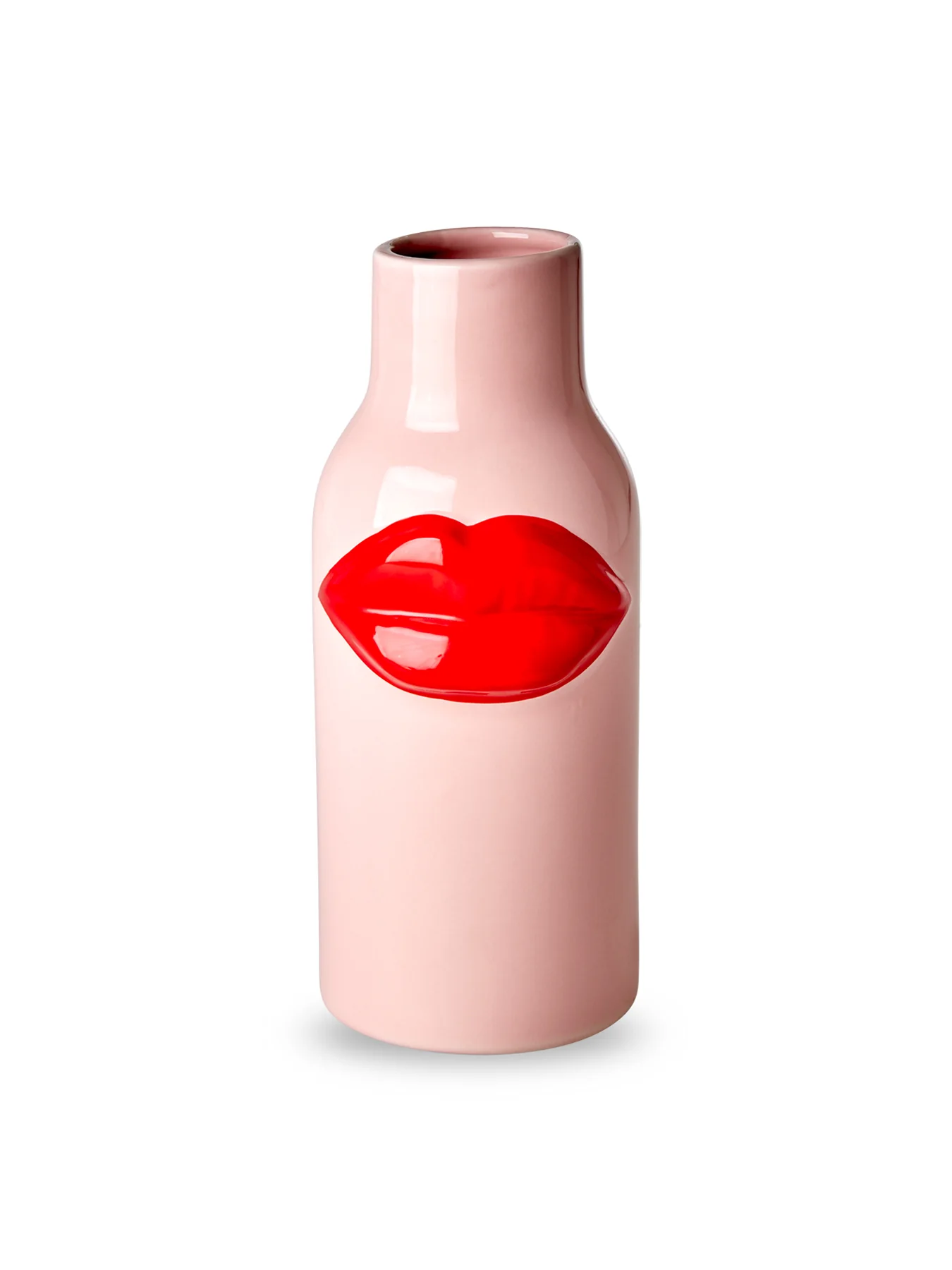 Large Ceramic Vase with Lips Pink