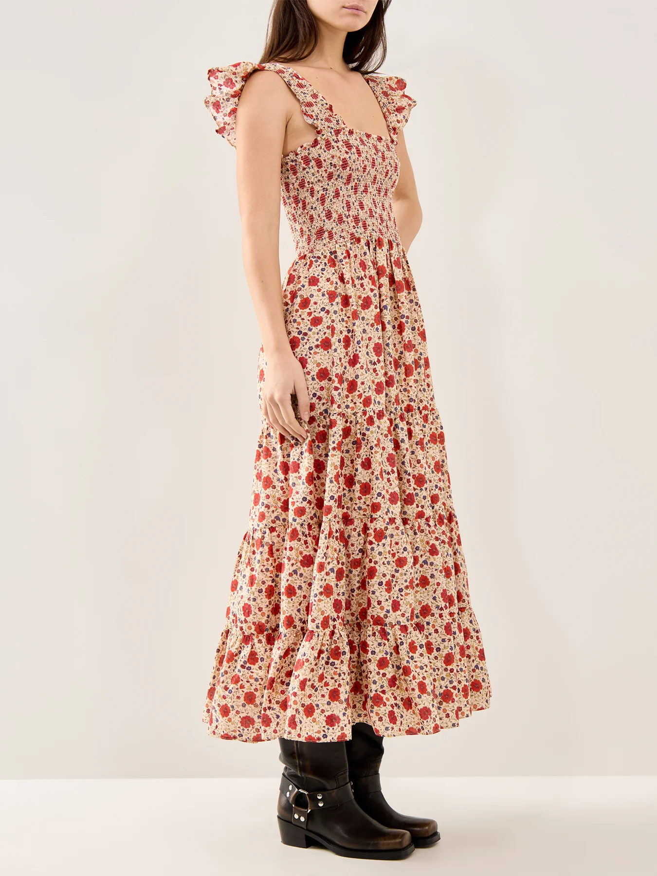Kendall Floral Midi Dress Cream - Image 4