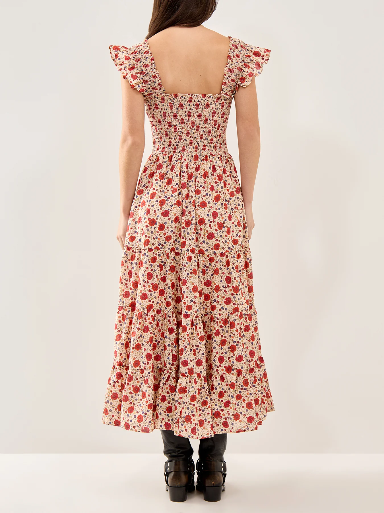 Kendall Floral Midi Dress Cream - Image 5