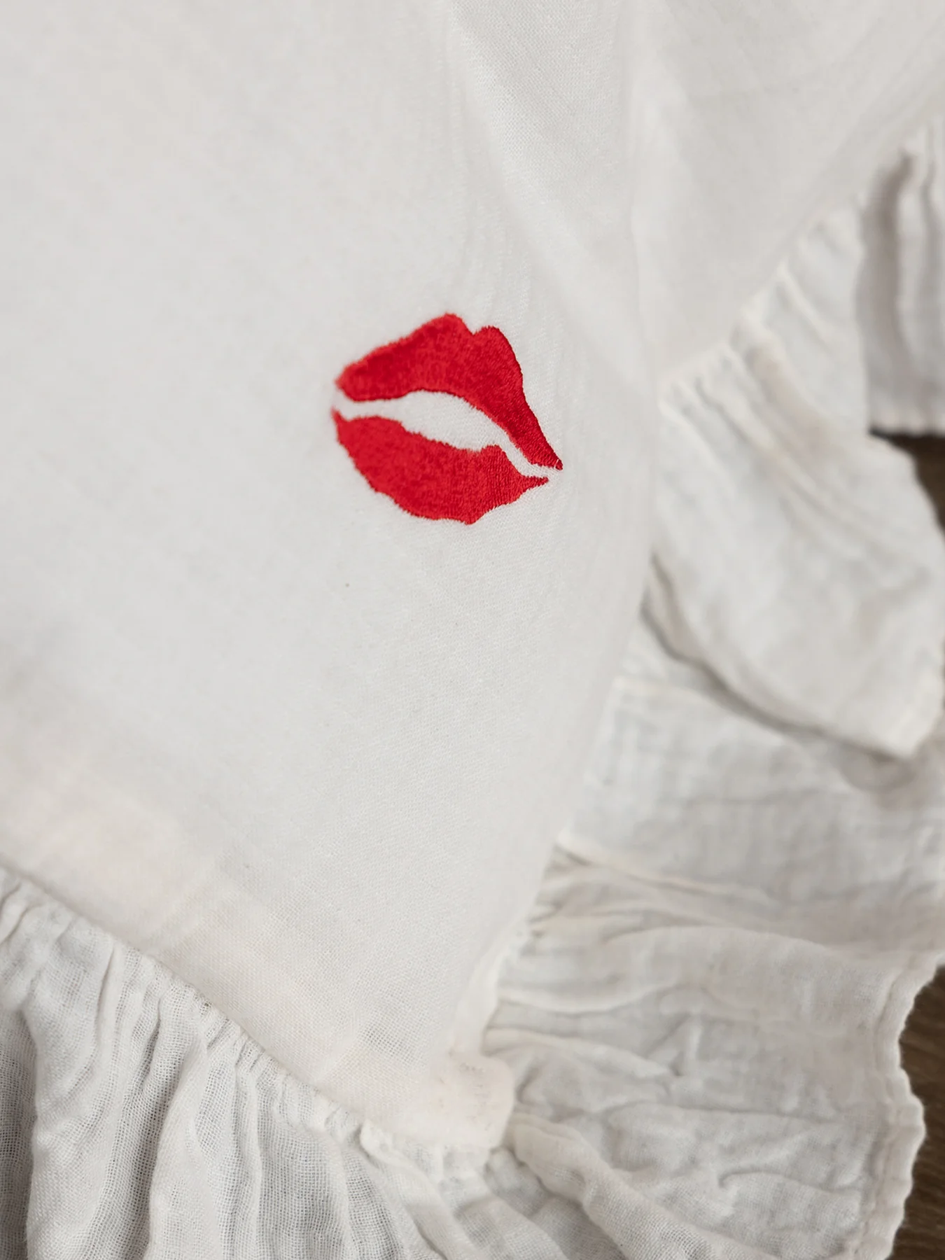 Love Note Frill Double Duvet Set Cream - Image 3