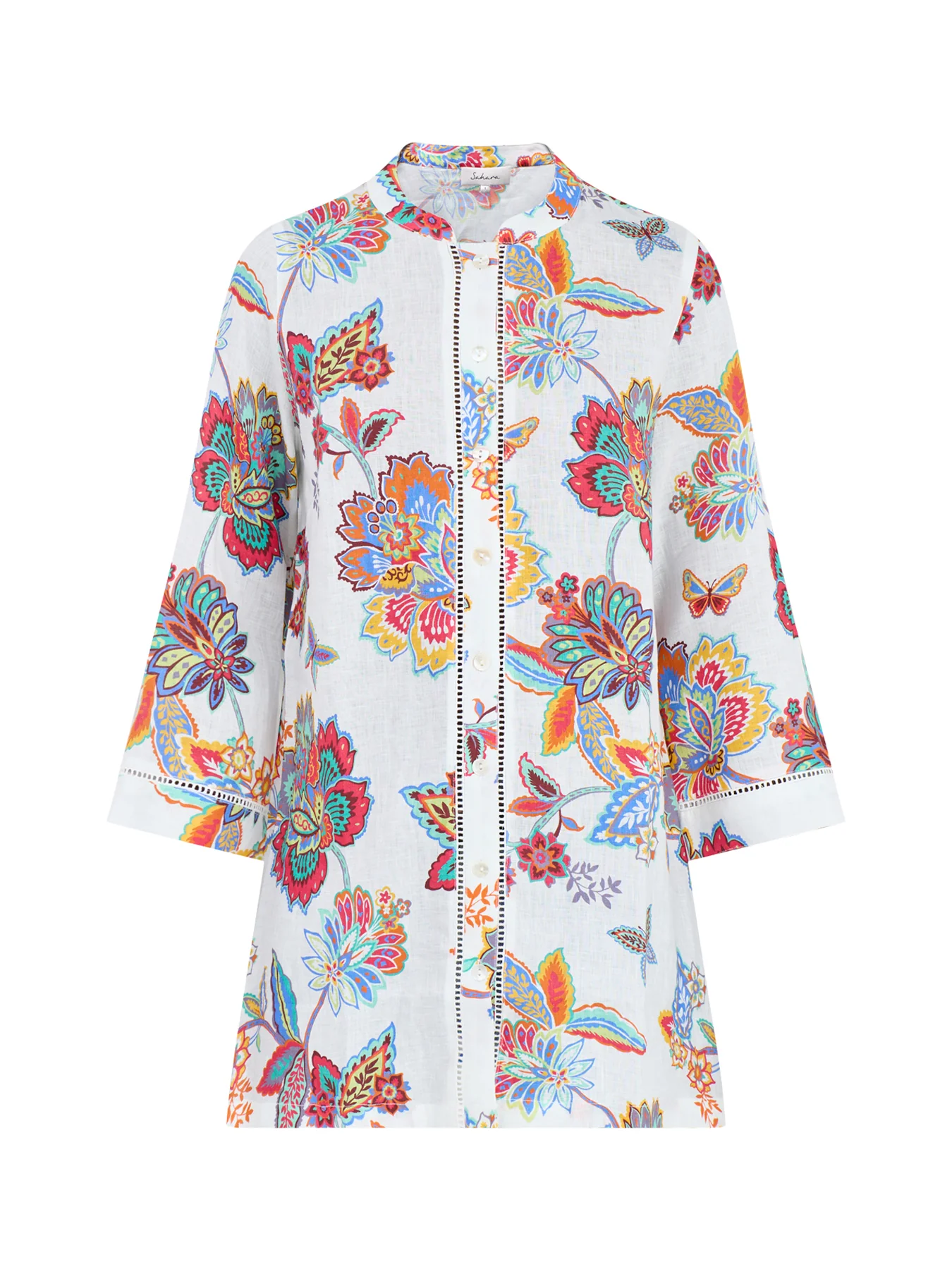 Botanical Floral Long Sleeve Shirt White