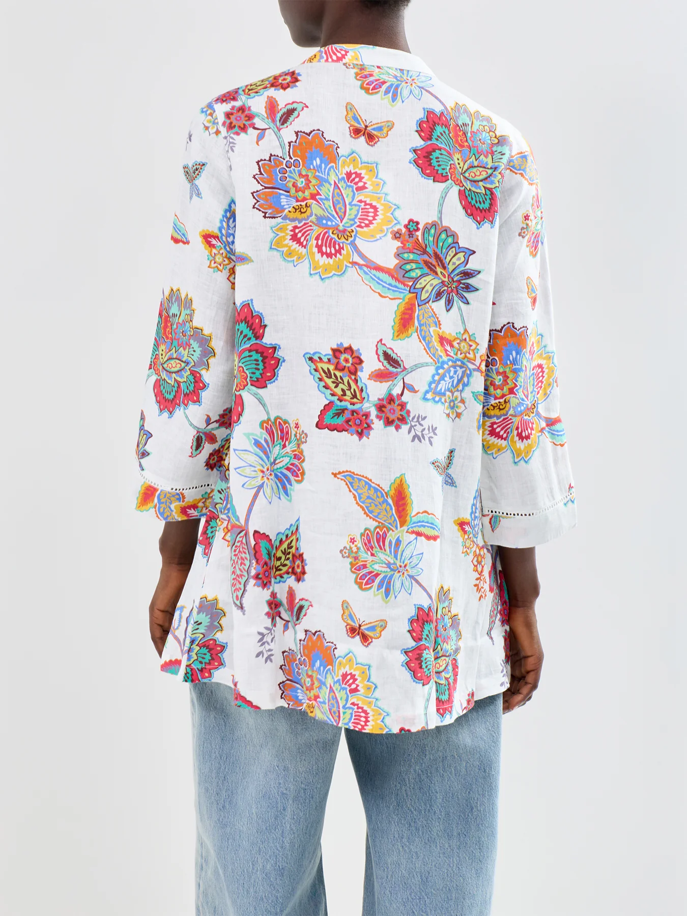Botanical Floral Long Sleeve Shirt White - Image 5