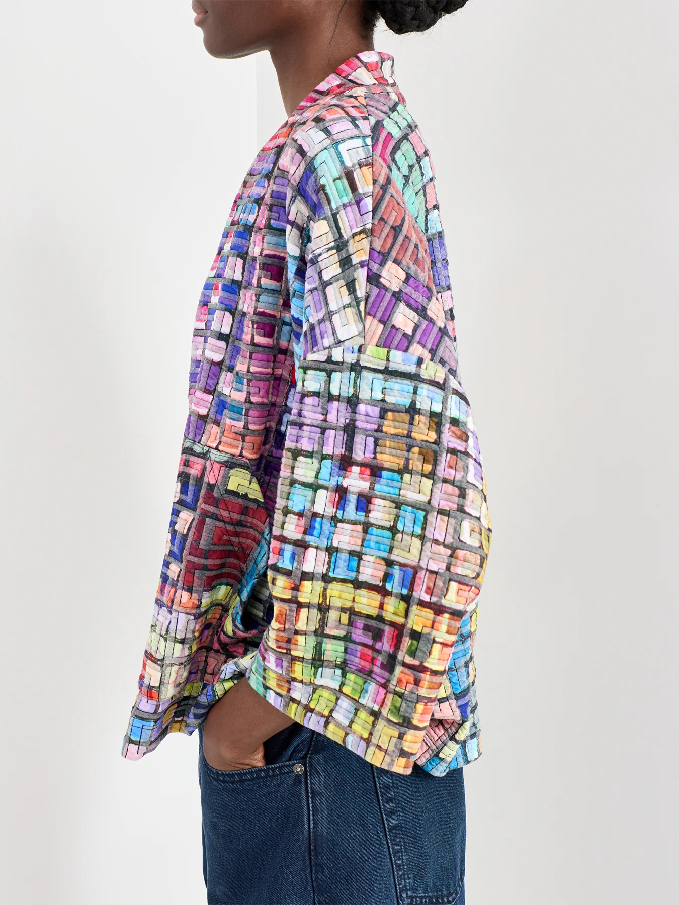 Coloured Glass Tiles Jersey Jacket Multi - Image 3