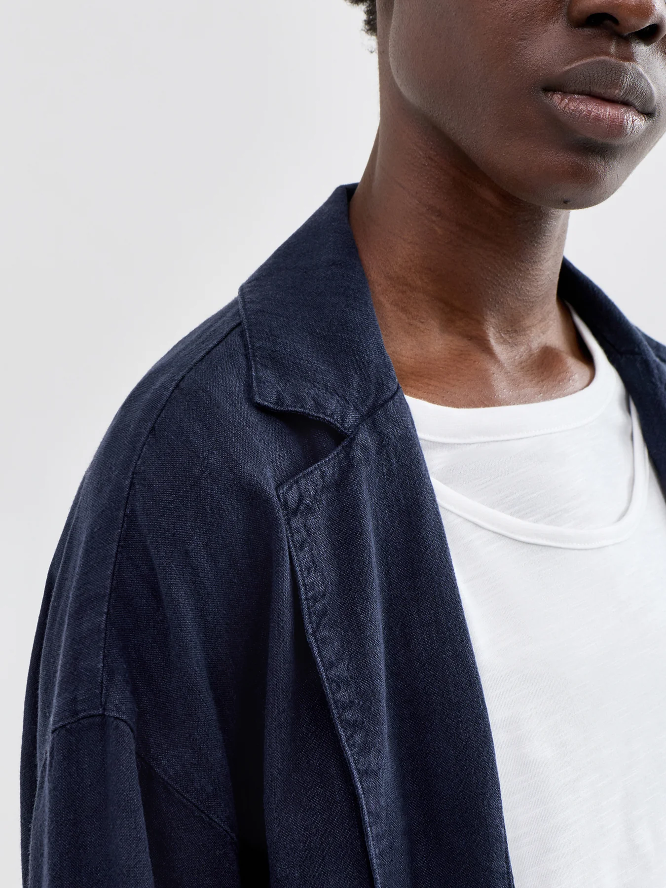 Twisted Linen Jacket Navy - Image 3